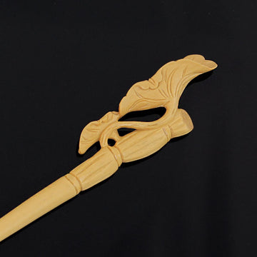 CrystalMood Handmade Carved Wood Hair Stick Lotus 7.1" Boxwood